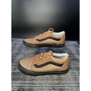 Vans Old Skool Party Glitter Kid's Size 3 Gold/Black Lace Up Sneakers/#S/ EUC